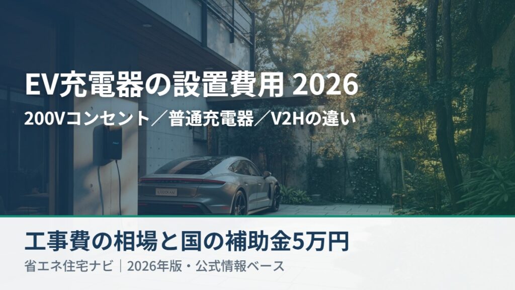 EV充電器（200Vコンセント）を設置した住宅と充電中の電気自動車 省エネ住宅ナビ