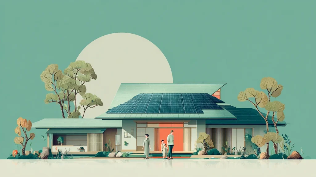 省エネ性能の高い新築住宅のイラスト