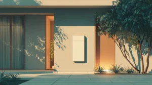 住宅と蓄電設備のイラスト