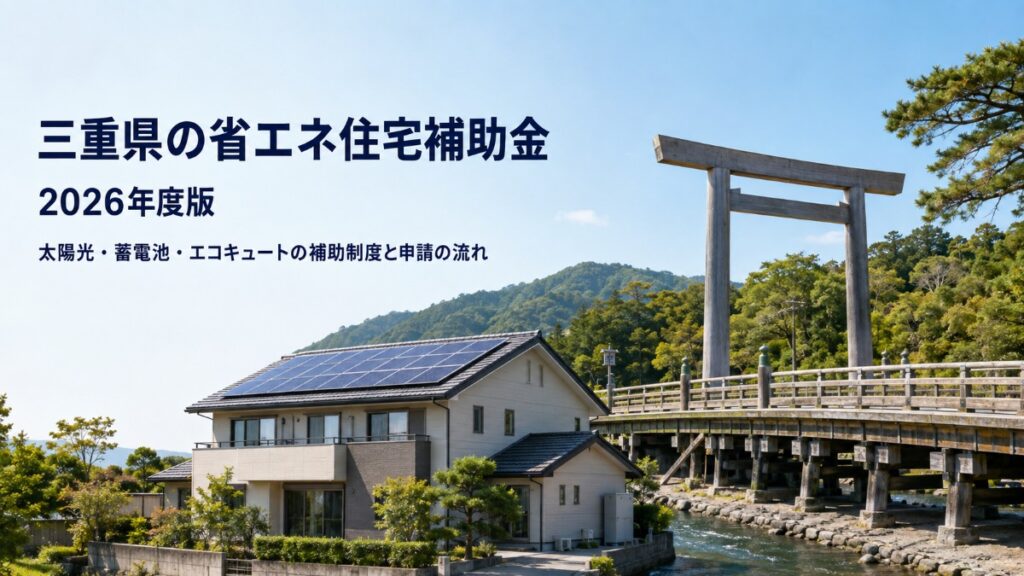伊勢神宮の宇治橋と大鳥居、太陽光パネルを載せた三重県の戸建て住宅