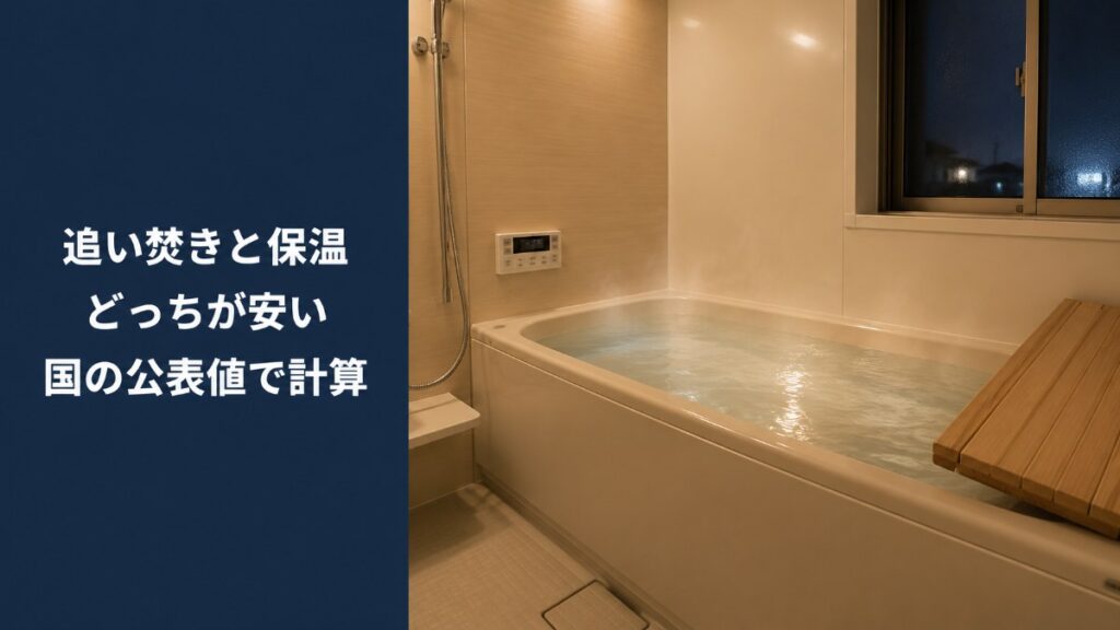 湯気の立つ日本の浴槽と給湯リモコン