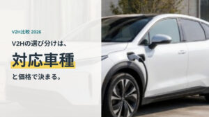 V2Hの選び分けは対応車種と価格で決まる｜住宅の駐車スペースでEVを充電する様子