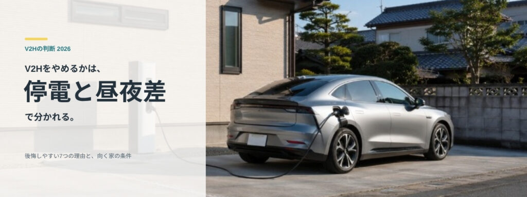 住宅の駐車スペースにV2H充放電設備と電気自動車